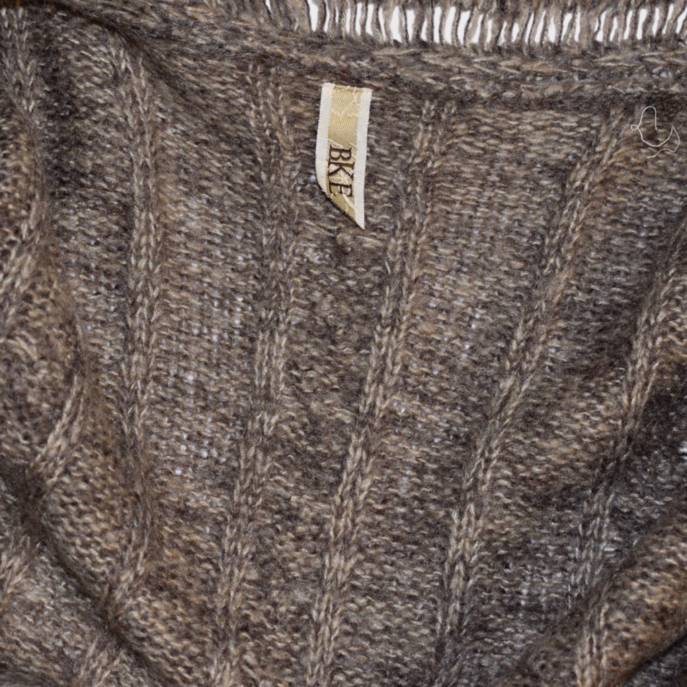 BKE Open Front Cardigan with Real Rabbit Fur Trim - Picture 5 of 5